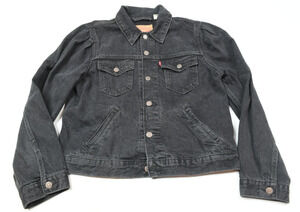 Levi's Original Puff Sleeve Trucker Jacket Womens Medium Black Long Sleeve Denim
